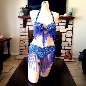 Professional Handmade Belly Dance Costume Set with Beads